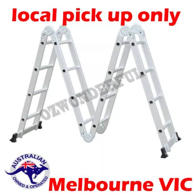 3.7/4.7/5.7/6.7M Aluminium Folding FOLDABLE Ladder Step Extension Multi Purpose