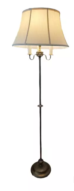 Vintage Stiffel Style Brass Candelabra Floor Lamp 58" Tall 3 Arm 4 Light