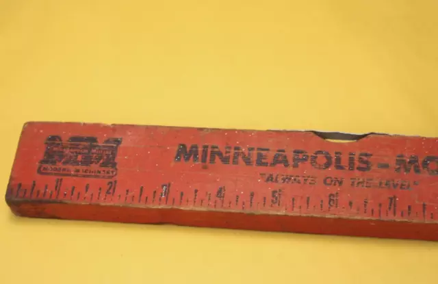 RARE ~WORKS~ 1940s era MINNEAPOLIS MOLINE Old Wooden Advertising Carpenter Level