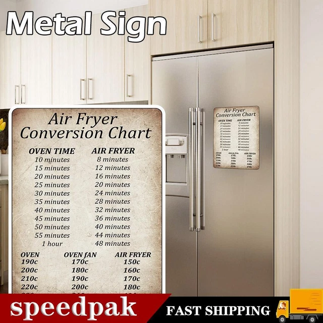 RUSTIC AIR FRYER Conversion Chart Cooking Time Temp Oven A5 Sign 2 71 rustic-air-fryer-conversion-chart-cooking-time-temp-oven-a5-sign-2-71