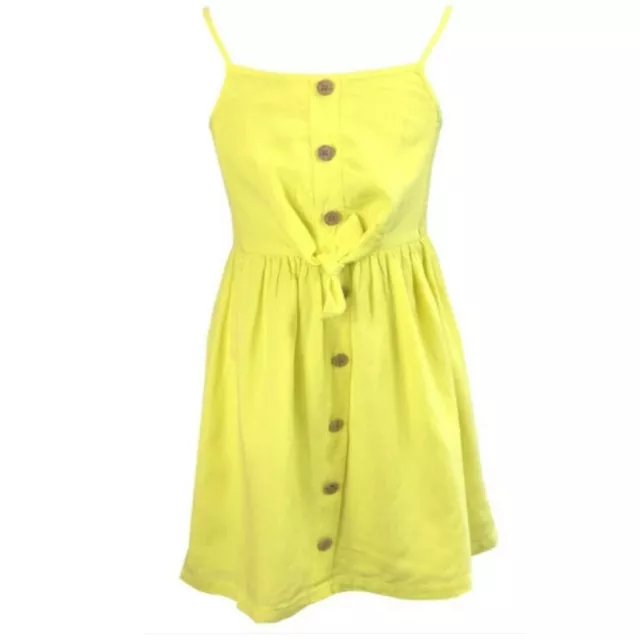 Girls Matalan Yellow Summer Dress Knee Length Button Down Tie Front AGE 4-12 YRS