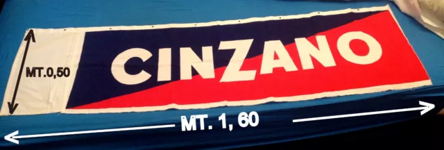 Striscione In Stoffa Pubblicitario Cinzano Originale Anni 50 , 160X50 Ottimo!!