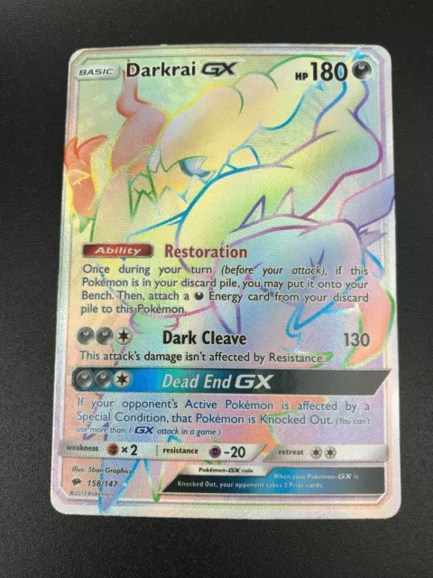Darkrai GX 158/147 SECRET RARE HYPER Pokemon SM Burning Shadows NM 2017 RAINBOW