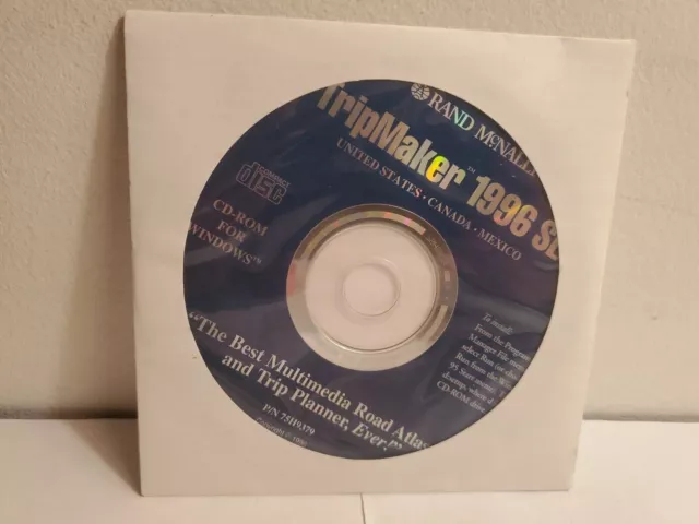 Rand McNally TripMaker 1996 SE P/n 75N9379 CD-Rom for Windows
