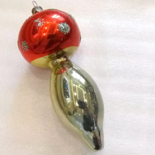 Vintage USSR Russian Glass Christmas Ornament Xmas Tree Decorations Big Mushroom