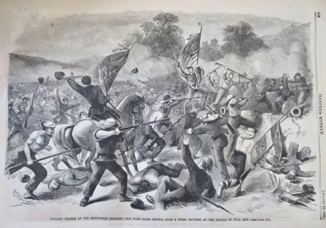 Battle Bull Run Virginia Map Fort Monroe birds-eye view 1861 Harper's Civil War