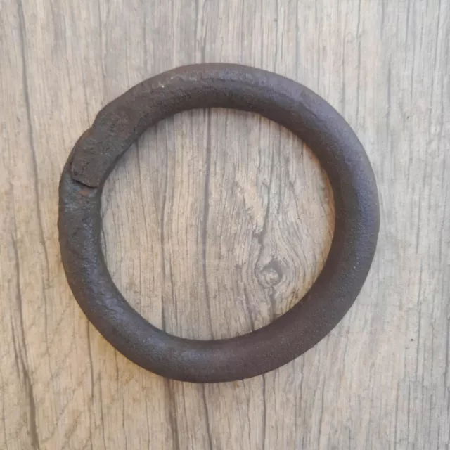 Vtg horse heavy iron tie hitching ring handforged wagon plow farm garden decor