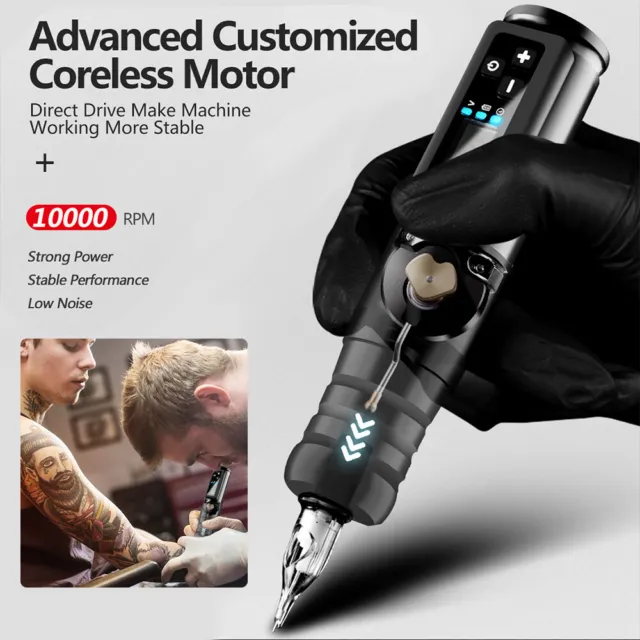 Cordless Tattoo Machine Kit Rotary Pen Strong Motor Wireless Tattoo Power Supply