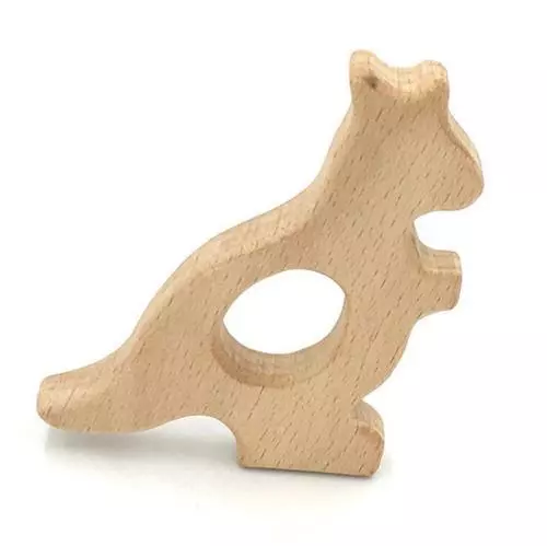 Natural Beech Wooden Animal Teether Elephant Fox Pendant DIY Baby Teething  Toy