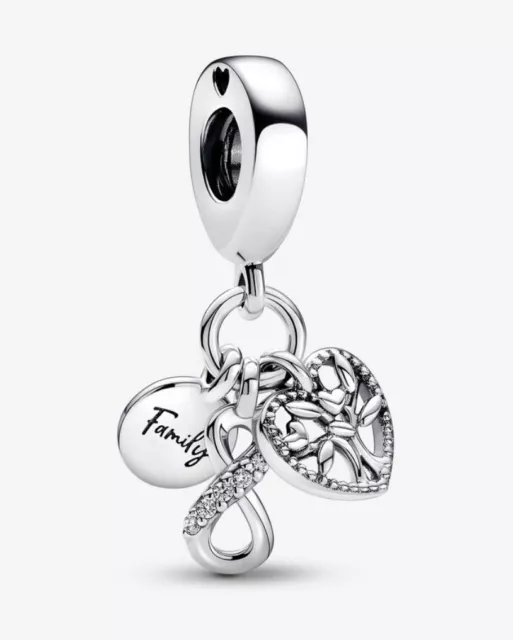 Brand New Pandora ALE S925 Silver Family Infinity Triple Dangle Pendant Charm