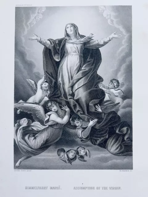 Guido Reni Assunzione Di Maria Angelo 1872 Antiquarium Incisione Su Acciaio...