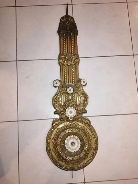 Balancier De Pendule Vintage Doré – Lentille 14,4 Cm – Pour Horloge Comtoise – 52 Cm