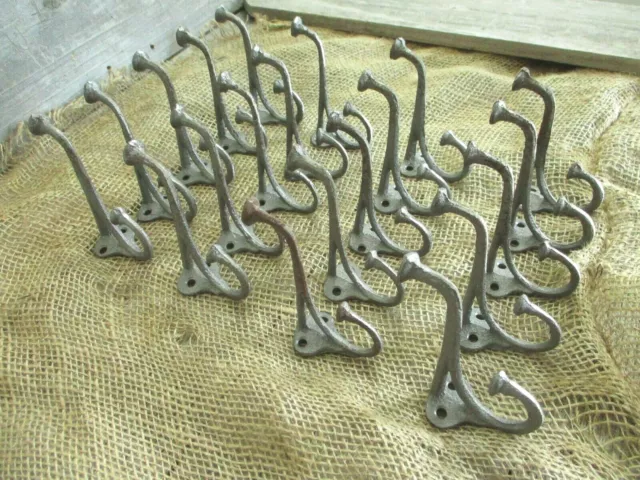 20 Raw Coat Hooks 4" Hat Entry Way Hall Tree Keys Storage Organization Cast Iron