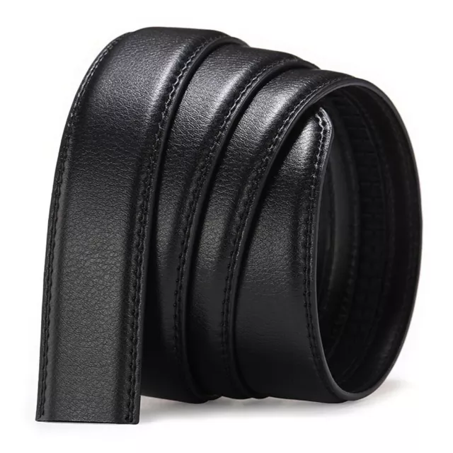 Fashion Men's Cow Leather Belt Automatic Buckle Belt Ratchet Strap Replace Strap