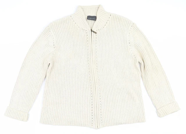 Alex & Co Womens Beige High Neck  Cotton Full Zip Jumper Size 18