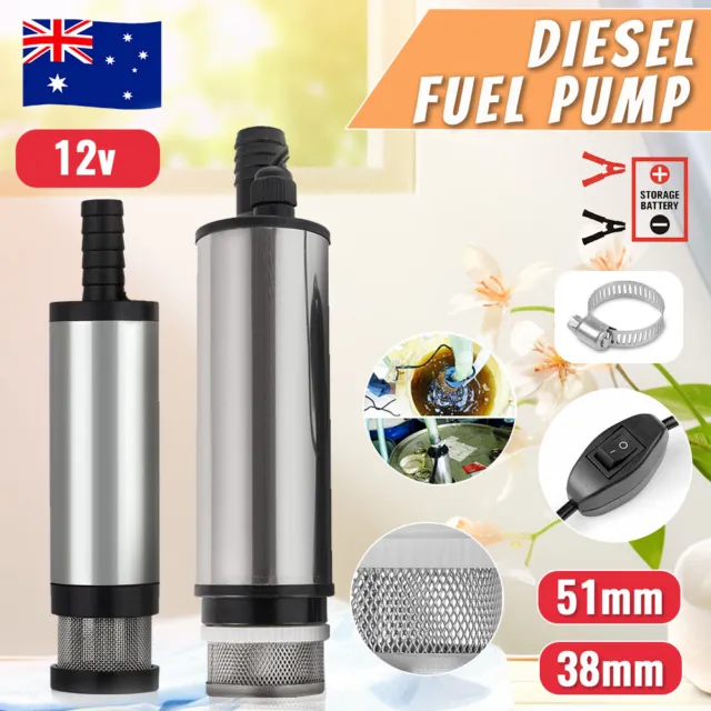 12V Aluminium Diesel Fuel Pump Submersible Transfer Vessel Water Oil Car Auto