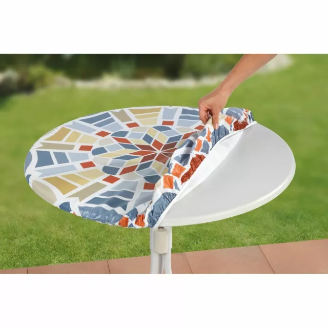 Wenko Housse de table élastique Mosaïque XL - Bleu, Vert et Rouge 2