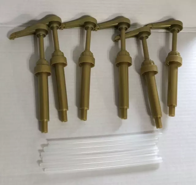 1 Set Of 6 Premium Gold Syrup Pumps Fits 750ml Bottles Fits Torani & Jordan Etc