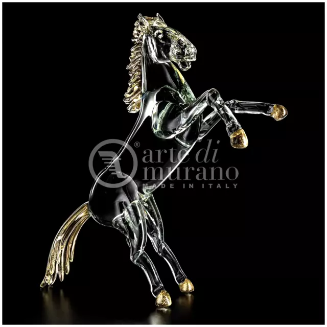 Cristal de Murano Original Venezia adorno Escultura caballo Rampante Nuevo de