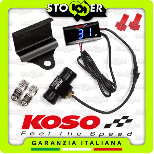 TERMOMETRO KOSO + RACCORDO TUBO ACQUA 18mm + STAFFA SENSORE TEMPERATURA M10x1