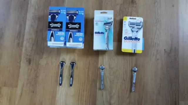 4 Rasierer Nassrasierer Wilkinson Sword , Gillette Skinguard OHNE Klingen , neu