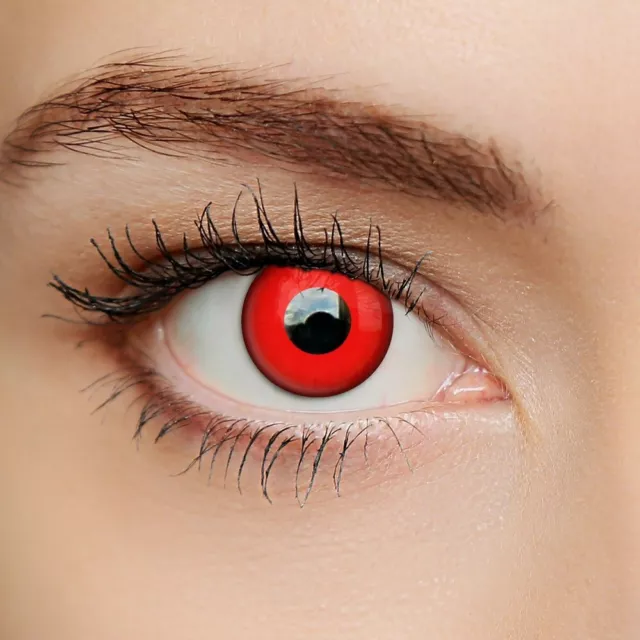 Lentilles De Couleurs Fantaisie Crazy Halloween Rouge Red Out + Etui