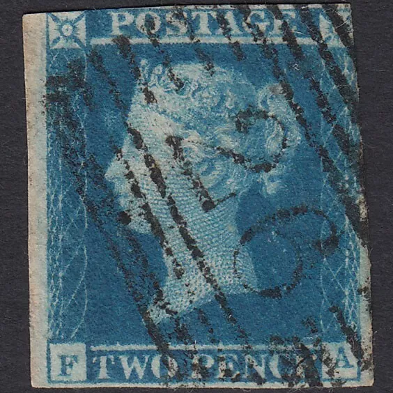 E18_25 GB QV 1841 2d BLUE PLATE 3 SG14-E1(2) FA FU AUCHTERMUCHTY 26