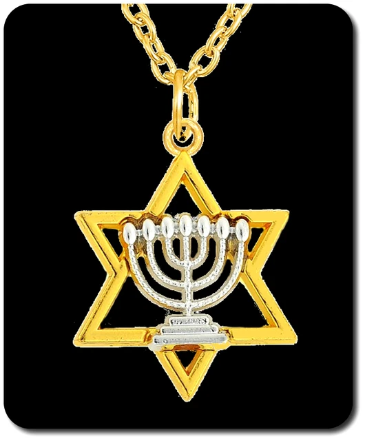 STAR OF DAVID Menorah Chain Pendant Necklace David Stainless Steel