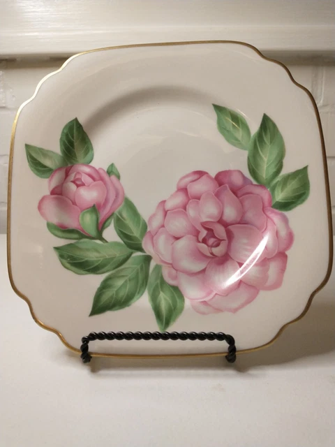 Camillia 8" Plate Syracuse Fine China Onondaga Pottery Gold Rim