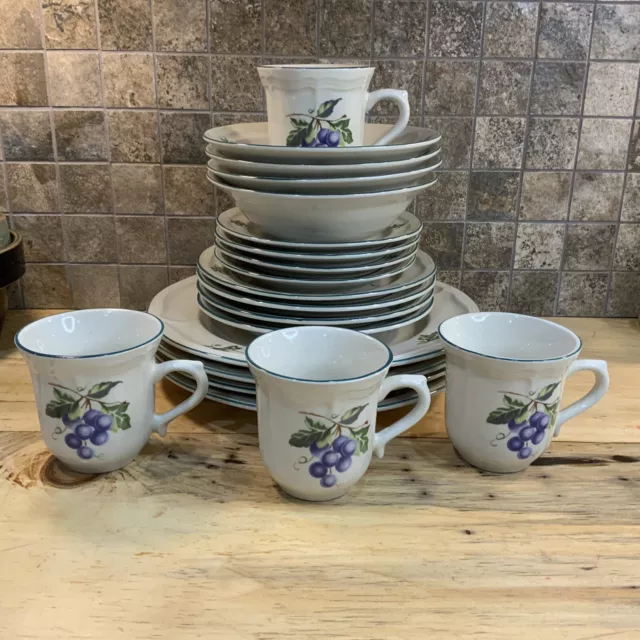 Vintage Lot Of Dinnerware~Tabletops Unlimited~Grapes~Oven To Table~20 Pc.Set Vintage Lot Of Dinnerware~Tabletops Unlimited~Grapes~Oven To Table~20 Pc.Set