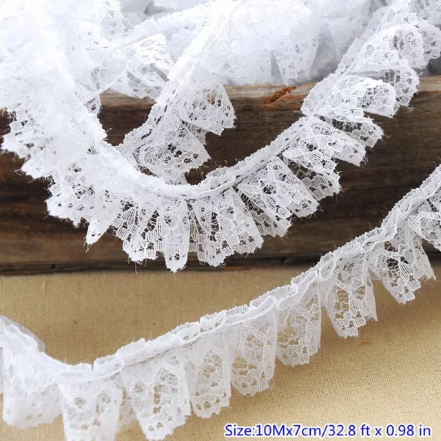 Étroit Dentelle Ruche Bordure Serviettage Volant Pli pour Costume Couture