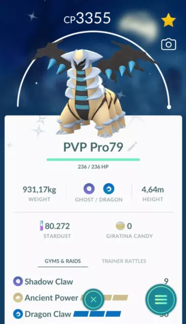 Pokemon Shiny Giratina Origin-LV40-3 Moves-Trade 20k or 1M or 30 days  friendship