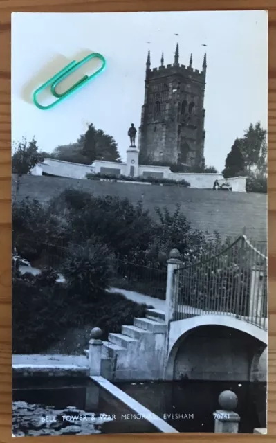 RP Postcard Bell Tower & War Memorial, Evesham 1961 Harvey Barton & Son Photo