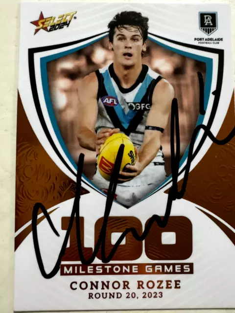 Connor Rozee **Hand-Signed** Port Adelaide 2024 Milestone 100 Games Select Card