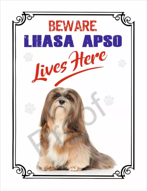 Beware Lhasa Apso Lives Here  #D15 Sign 10 X 7.7" Dog Metal Warning 