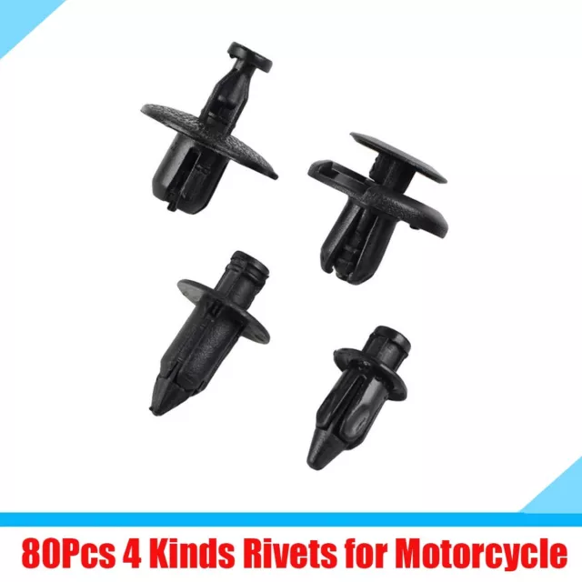 80Pcs 4 Kinds Nylon Motorcycle ATV Bodywork Fairing Bolt Push Pry Rivet Pin Clip