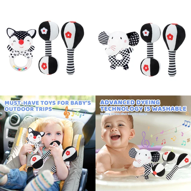 Jouet sensoriel pour bébé de 0 à 12 mois, chenille en peluche avec boîte à musique tactile amovible (30 sons), miroir pour bébé, hochet froissé, anneau de dentition, idéal pour le ventre