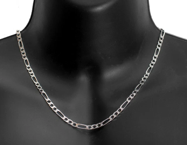 Chaîne En Argent Massif 925 - Maille Figaro - Longueur 45 Cm - Poids 3.60 Grammes - Occasion