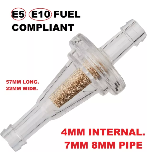 8mm Motorcycle Motorbike Bike Quad Clear Fuel Inline Filter Plastic Universal