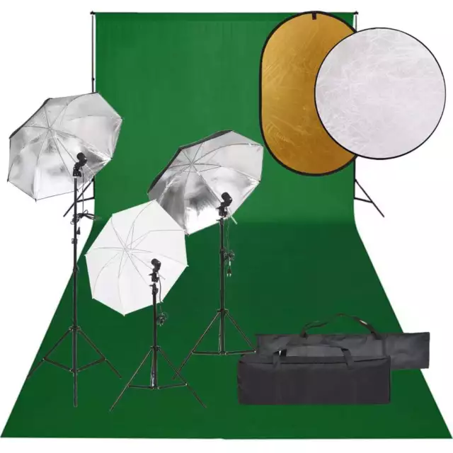 Kit de studio photo avec �clairage toile de fond et r�flecteur