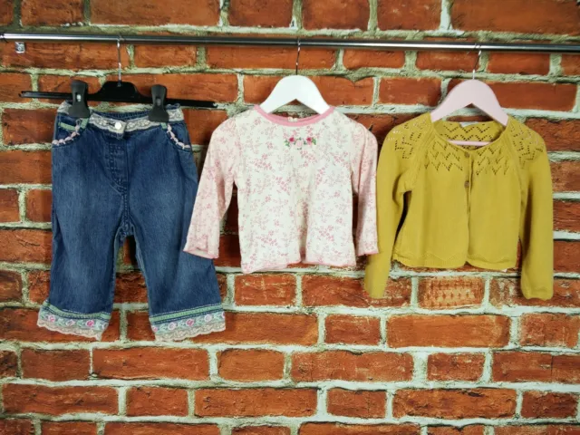 Girls Bundle 12-18 Months Next Monsoon Top Jeans Cardigan Floral Pink Set 86Cm