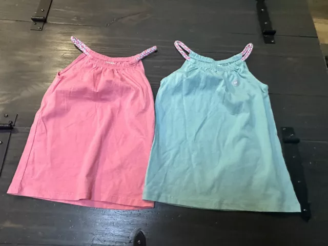 Lot Of 2 Toddler Girl Osh Kosh Genuine Kids Tops - Size 4t Pink Green Sleeveless