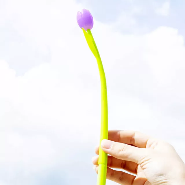 Creative Tulip Flowers Meet Light and Change Color Gel Pen Silicone Material  St