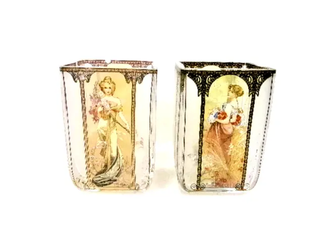 Paire de petits vases de style Art Nouveau (Alphonse Mucha)