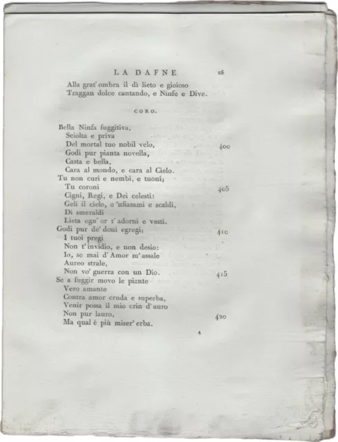 RINUCCINI OTTAVIO Libretto d'Opera Musica LA DAFNE Antinori Clasio Firenze 1810 2
