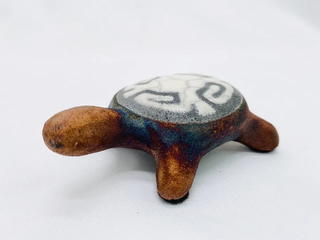 Southwestern Design Jeremy Diller Raku Studio Pottery Turtle Signed 3.25" 8