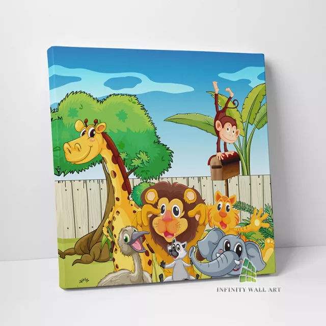 SAFARI JUNGLE ANIMALS Canvas Art Children Kids Wall Art Print Picture -C772