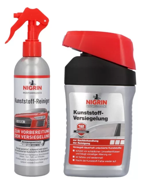 2x Kit Nigrin Limpiador de Plástico + Kunststoff-Versiegelung Spray Limpieza