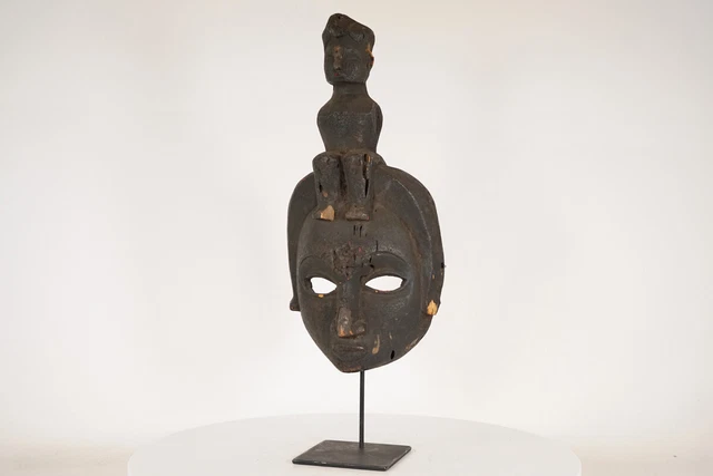 Ibibio Mask with Seated Figure 19" - Nigeria - African Art