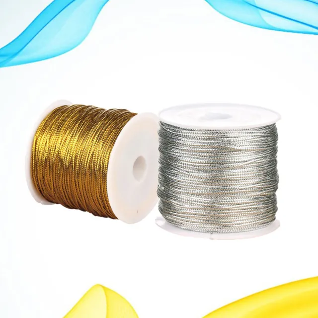 2 rollos etiquetas de joyería cordón de oropel metálico adorno de oro